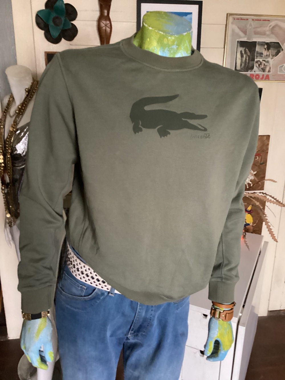Lacoste Men’s Olive Green Croc Logo sweatshirt
